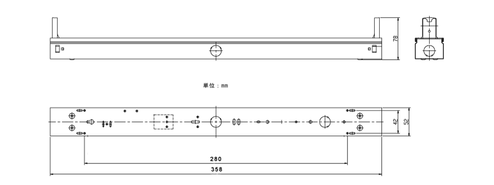 FL10×1灯用の寸法図